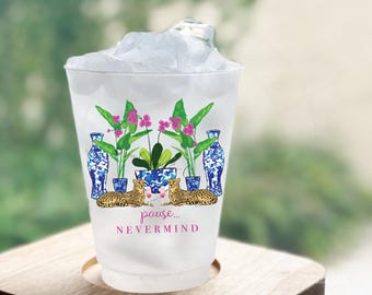 Mahjong Party Cups, Full Color Digitally Printed Frosted Shatterproof Cup, Pack of 25