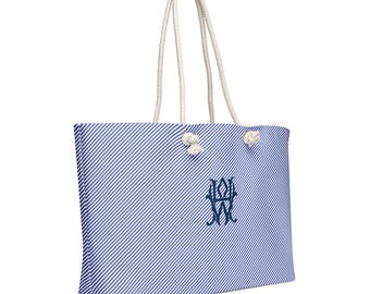 Oxford Stripe Beach Bag Oversized Tote Bag