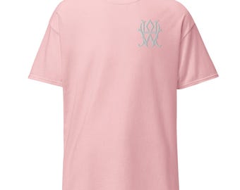 Pink T-shirt Monogrammed Embroidered Unisex Classic Tee