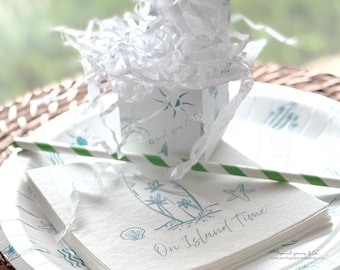 Surf Island Beach Birthday Party Bundle: Plates, Napkins, Tiny Party Favor Box
