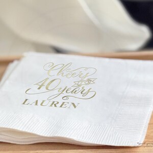 40th Birthday Napkins, personalized cocktail napkin, boxed set