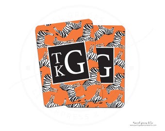 Chic Zebra Print Monogrammed Deck of Cards