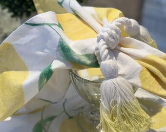 Watercolor Citrus Lemon Paper Placemats: Party, Bridal or Baby Shower Tablescape Decor
