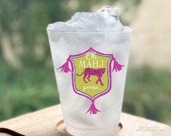 Mahjong Party Cups, Full Color Digitally Printed Frosted Shatterproof Cup, Pack of 25
