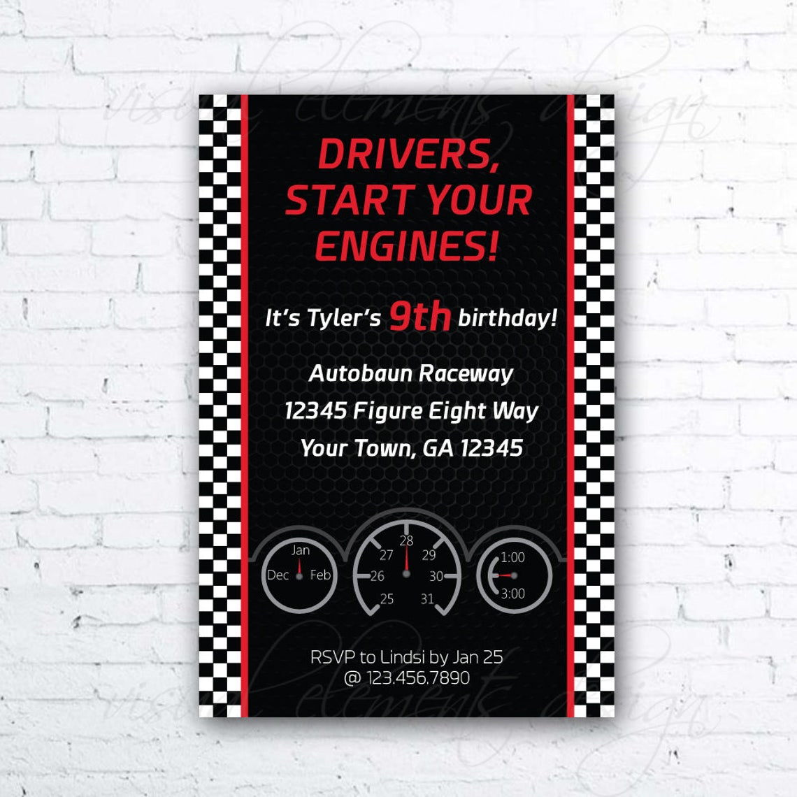 Racing Birthday Party Invitation Go Kart Party Invitation Etsy