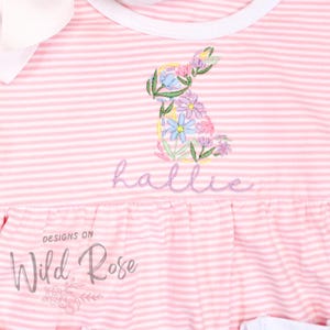 Personalisierte Osterblase und Kleid für Baby Kleinkind Mädchen Hase Karotten | Benutzerdefiniertes Name Monogramm oder Initiale | Süßes Outfit | Gestickter Frühling