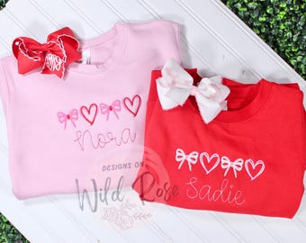 Personalized Valentine’s Day Sweater | Red, Pink, mauve Sweatshirt Embroidered Name on collar, Spring, Winter, Party, Birthday gift