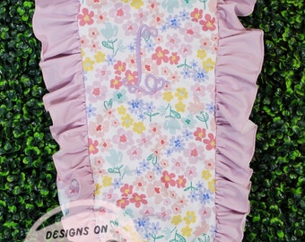Girls Swimsuit|Pink, Floral, Personalized| Monogram, initial or name| Toddler, junior | Cute vacation, beach, cruise, lake, bubble romper
