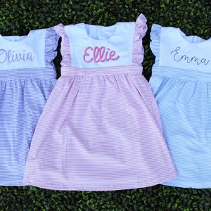 Monogram Dress for toddlers and girls | personalized name | cute, twirly, flutter, soft cotton, Spring outfit, summer dress, family pictures