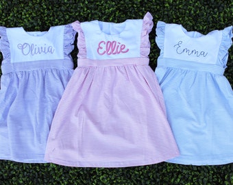 Monogram Dress for toddlers and girls | personalized name | cute, twirly, flutter, soft cotton, Spring outfit, summer dress, family pictures