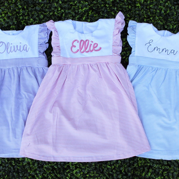 Monogram Dress for toddlers and girls | personalized name | cute, twirly, flutter, soft cotton, Spring outfit, summer dress, family pictures