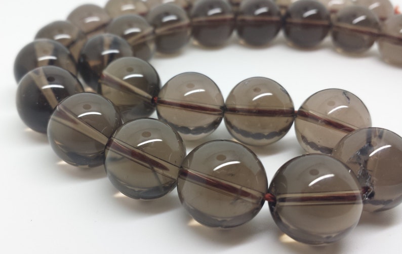 Smokey Quartz Orb Beads 12 strand