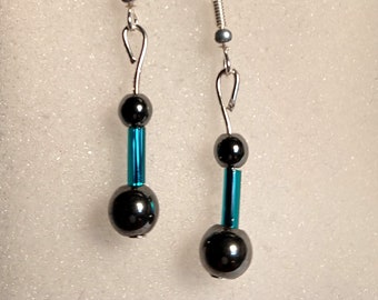 Hematite and Glass Bead Earrings