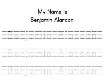 Name tracing worksheet, Personalized Name Tracing worksheet, preschool worksheet, homeschool worksheet