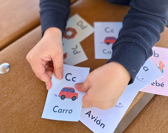 Spanish flashcards for kids,  Spanish ABC cards, kids Spanish Letter flashcards, homeschooling flashcards, spanish beginner kids flashcard