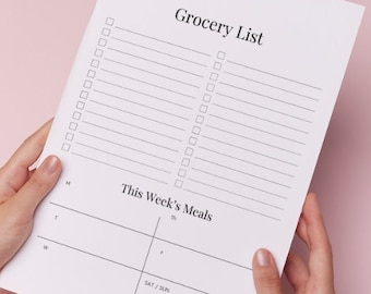 Meal Planning printable, weekly grocery list, meal organization, meal planning and grocery list printable