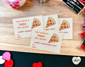 Kids Valentine Card set, school valentine card, Pizza Valentine Card for kids, kids classroom valentine cards SET OF 30