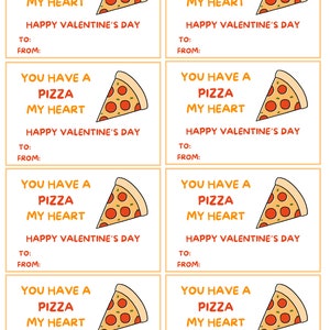 Kids Valentine Card set, school valentine card, Pizza Valentine Card for kids, kids classroom valentine cards SET OF 30 image 3