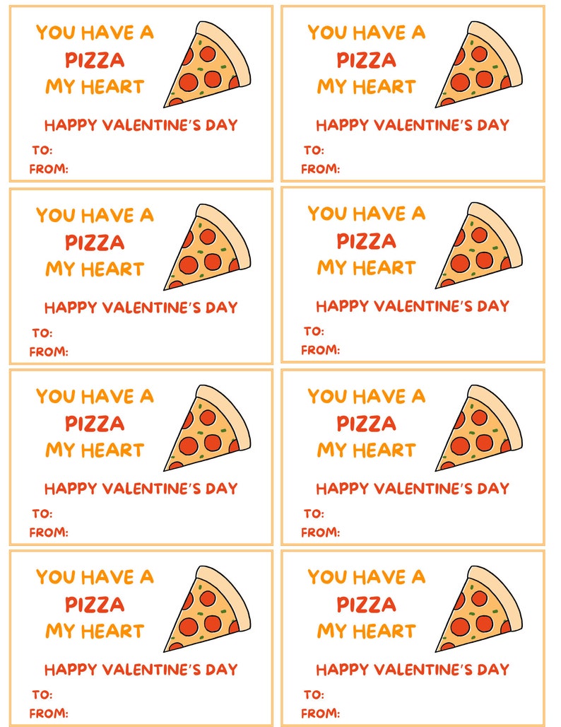 Kids Valentine Card set, school valentine card, Pizza Valentine Card for kids, kids classroom valentine cards SET OF 30 image 3