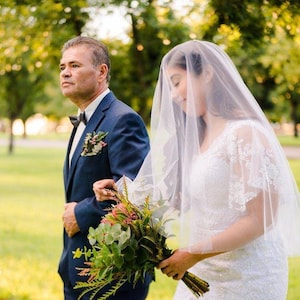 Fingertip length Drop tulle wedding veil