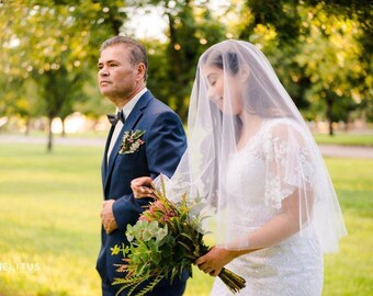 Fingertip length Drop tulle wedding veil