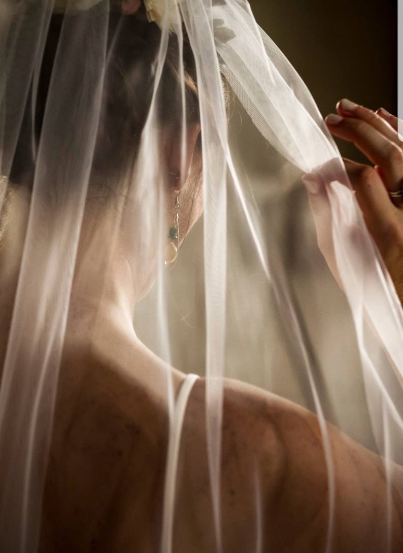 Fingertip wedding veil, single tier veil, soft tulle wedding veil, cut edge wedding veil image 2