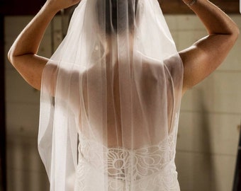 Soft Tulle Fingertip Wedding Veil, Bride Veil, Ivory Wedding Veil, Simple Wedding Veil, Bridal Veil