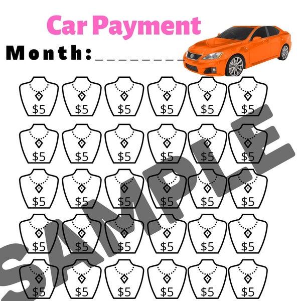 CAR PAYMENT Direct Sales Network Marketing Jewelry Sales Tracker Chart Budget