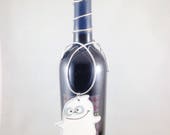 White Ghost Wine Bottle Tag, Halloween Wine Bottle Topper, Halloween Hostess Gift, Halloween Wine Bottle Tag, Silver Wine Bottle Tag