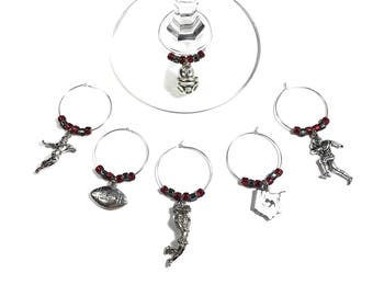Ohio State Wine Charms / Football Wine Charms / Ohio State Buckeyes / Gift for Women
