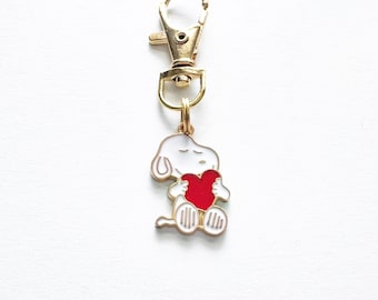 Handmade Peanuts Charm with Heart - Bag Accessory / Character Charm / Purse Bling / Zipper Charms