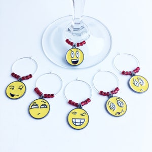 Emoji Wine Glass Charms / Emoji Party / Wine Tags / Funny Wine Gift