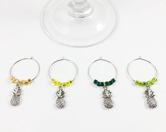 Pineapple Wine Charms / Pineapple Decor / Pineapple Gift / Wine Gift