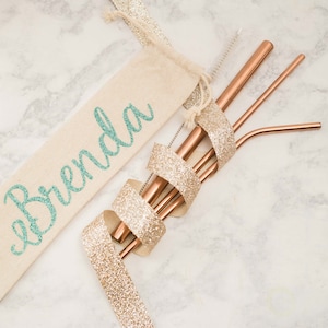 Rose Gold Metal Straw / Rose Gold Reuseable Straws / Tumbler Straws / Stainless Steel Straw / Drinking Straws