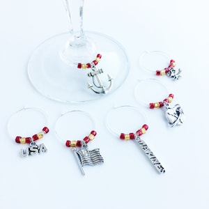Marine Corps Wine Charms / Marine Corps Gift / Marine Corps Gift for Mom / Military Gifts Marines
