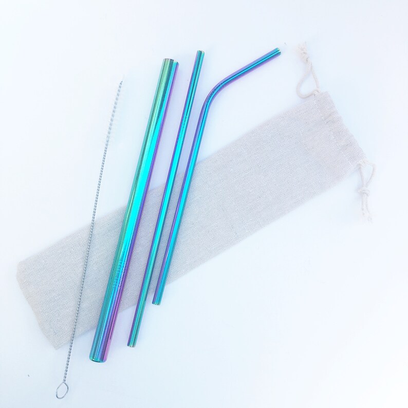 Rainbow Drinking Straw / Reuseable Straw / Stainless Steel Straw / Metal Straws image 2