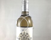 RESERVED FOR rar564 *** Upgraded Shipping For White Pearl & Crystal Wine Bottle Topper with Purple Wire