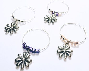 Daisy Wine Charms / Daisy Flower / Gift for Her / Housewarming Gift