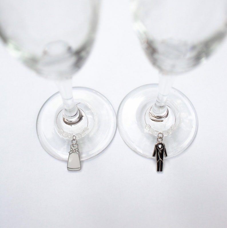Wedding Wine Charms / Newly Engaged Gifts / Just Engaged Gift / Unique Wine Charms image 2