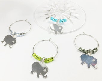 Elephant Wine Charms / Elephant Baby Shower / Gifts for Her / Wine Lover Gift