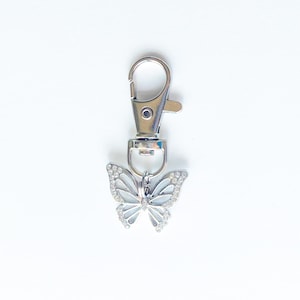 Sparkling Rhinestone Silver Butterfly Bag Charm / Butterfly Lover Gift / Handbag Charm / Purse Charm / Backpack Charm