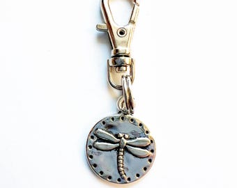 Elegant Silver Dragonfly Charm for Purse or Backpack / Backpack Charm / Zipper Charms