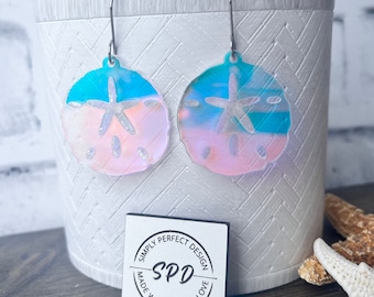 Hypoallergenic Handmade Iridescent Sand Dollar Earrings - Hypoallergenic Beach-inspired Jewelry