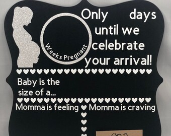 Reusable Pregnancy Countdown Chalkboard Cardstock Sign Photo Props | Expectant Mothers | Weekly Pregnancy | Weekly Photo Prop | Pregnancy An