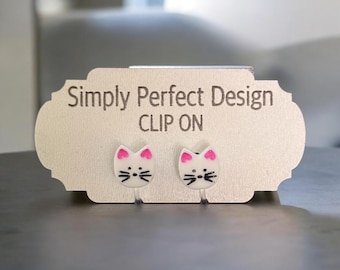 Clipoorbellen zwarte kat | Handgemaakt hypoallergeen, handgeschilderd | Cadeau kattenliefhebber | Halloween-sieraden | Gevoelige oren