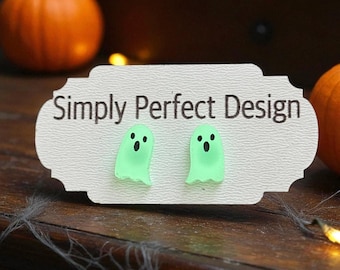 Glow in the Dark Ghost Stud Earrings | Hypoallergenic Halloween Jewelry | Sensitive Ears