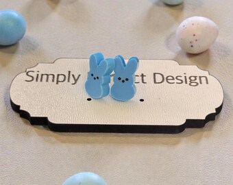 Blue Bunny Peep Stud Earrings | Handcrafted Hypoallergenic Spring Jewelry