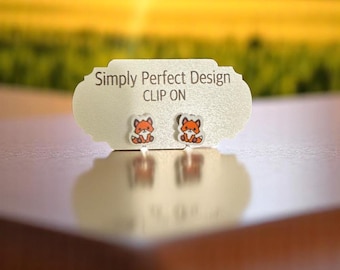 Sitting Fox Acrylic Clip-On Earrings | Hypoallergenic Non-Pierced Jewelry