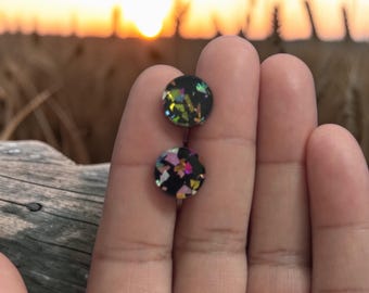 Hypoallergenic Acrylic Confetti Clip-On Earrings – Lightweight, Comfortable, White Base