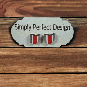 Ohio State Earrings, Buckeye Stud Earrings, Football Earrings, Hypoallergenic
